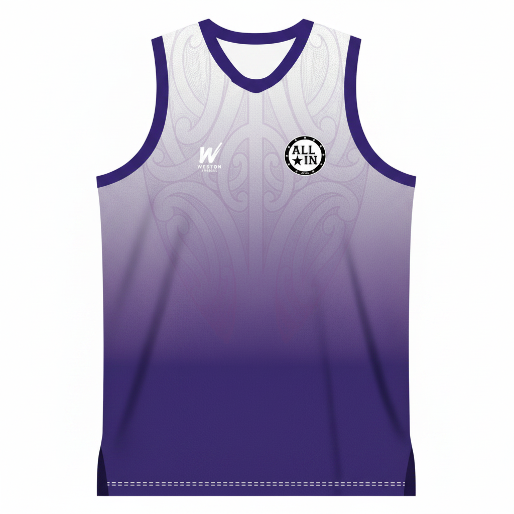 All In White Purple Singlet Square