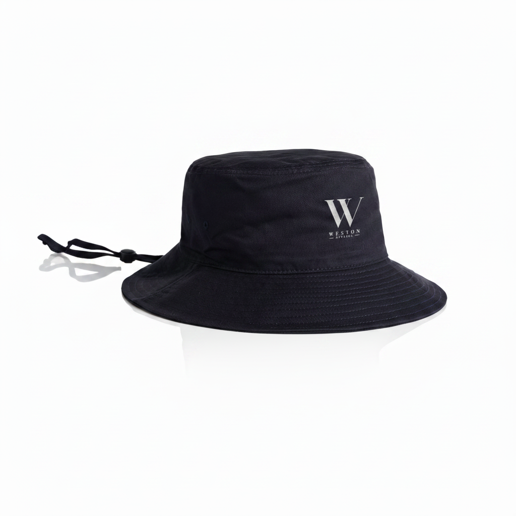 Black Bucket Hat - White Weston Logo
