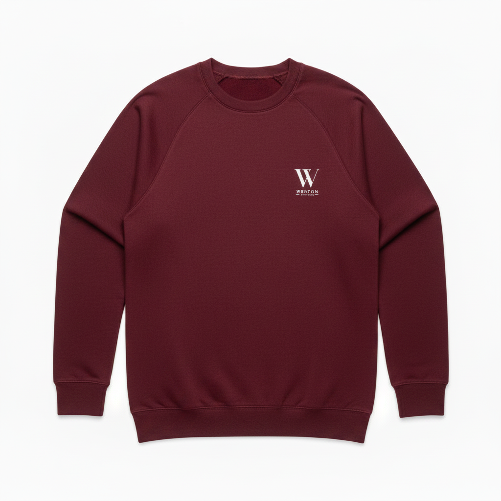 Burgundy Crewneck - White Weston Logo