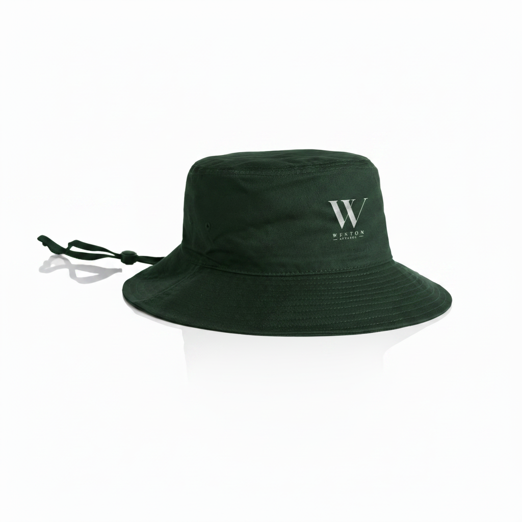 Forest Green Bucket Hat - White Weston Logo