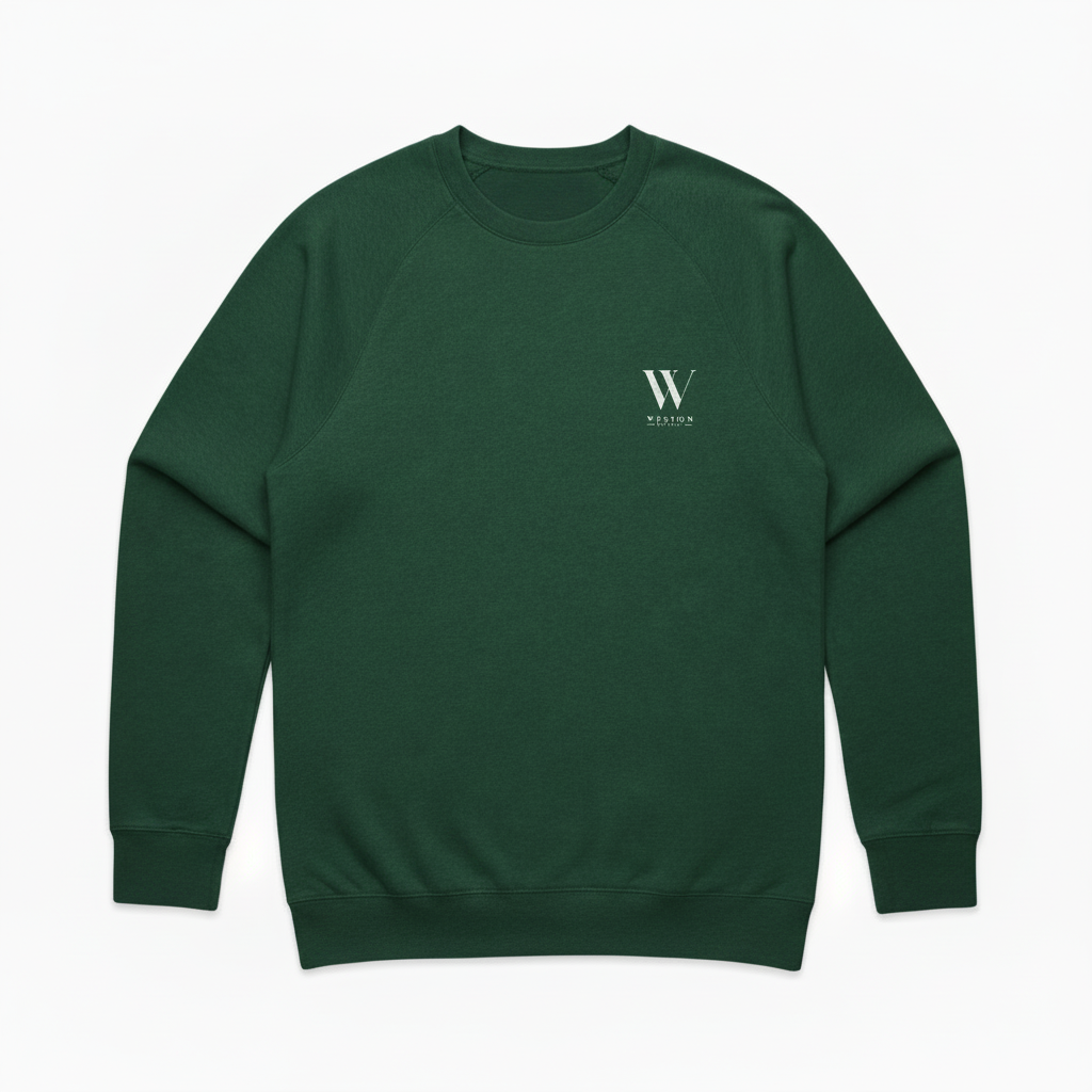 Forest Green Crewneck - White Weston Logo