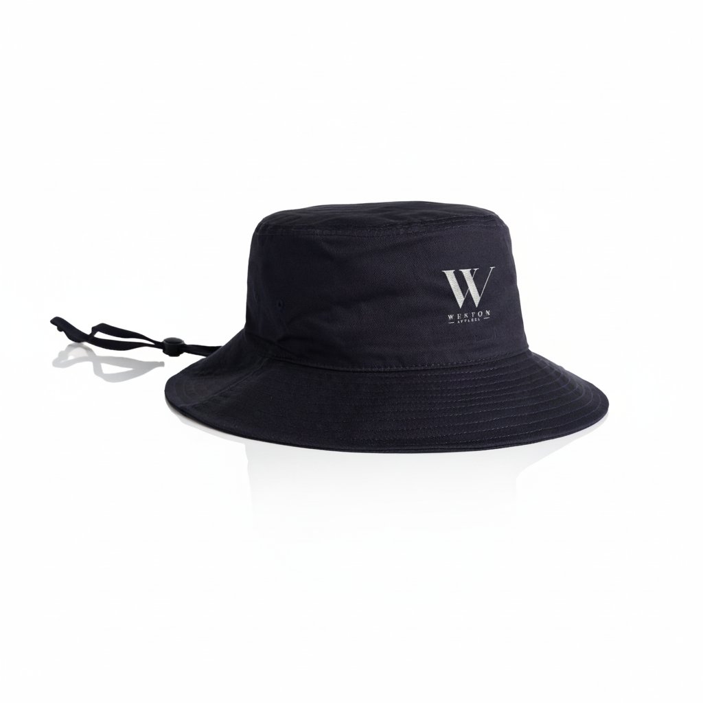 Navy Bucket Hat - White Weston Logo